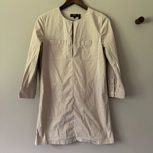 THEORY JULLITAH B COTTON BLEND 3/4 SLEEVE DRESS LIGHT CLAY LIGHT POPLIN SIZE 2